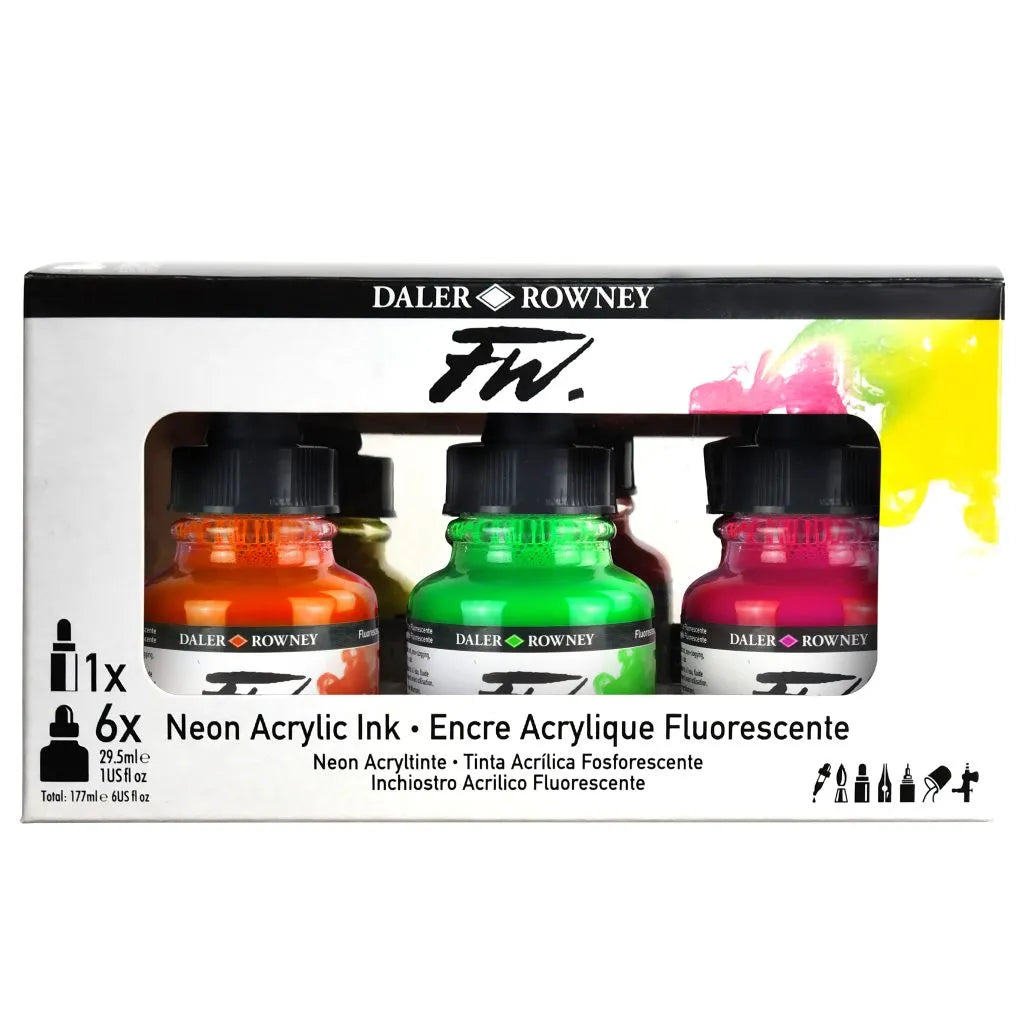 Daler Rowney FW Acrylic Ink Neon Set Of 6