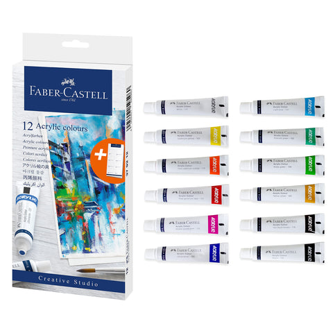 Faber-Castell Studio Acrylic Paint Set 12 x 9ml