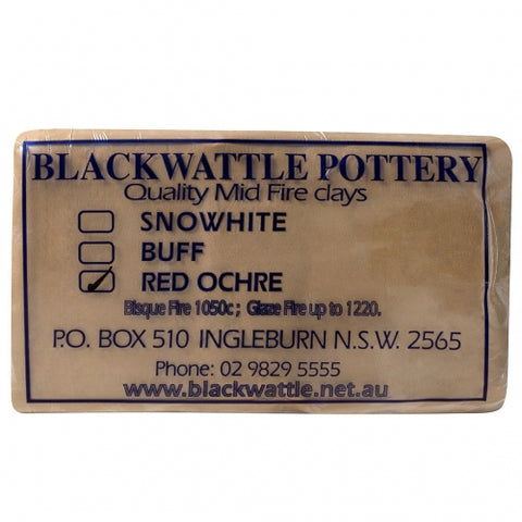 Blackwattle Red Ochre Mid-Fire Clay 10kg Block