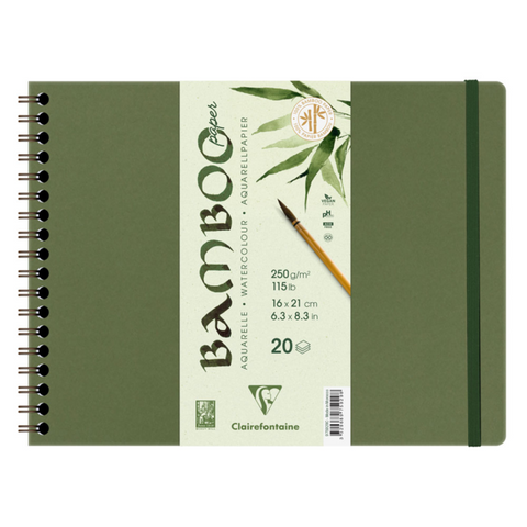 Clairefontaine Bamboo Watercolour Landscape Spiral Hard Cover Album 250gsm 21x16cm 20 sheet